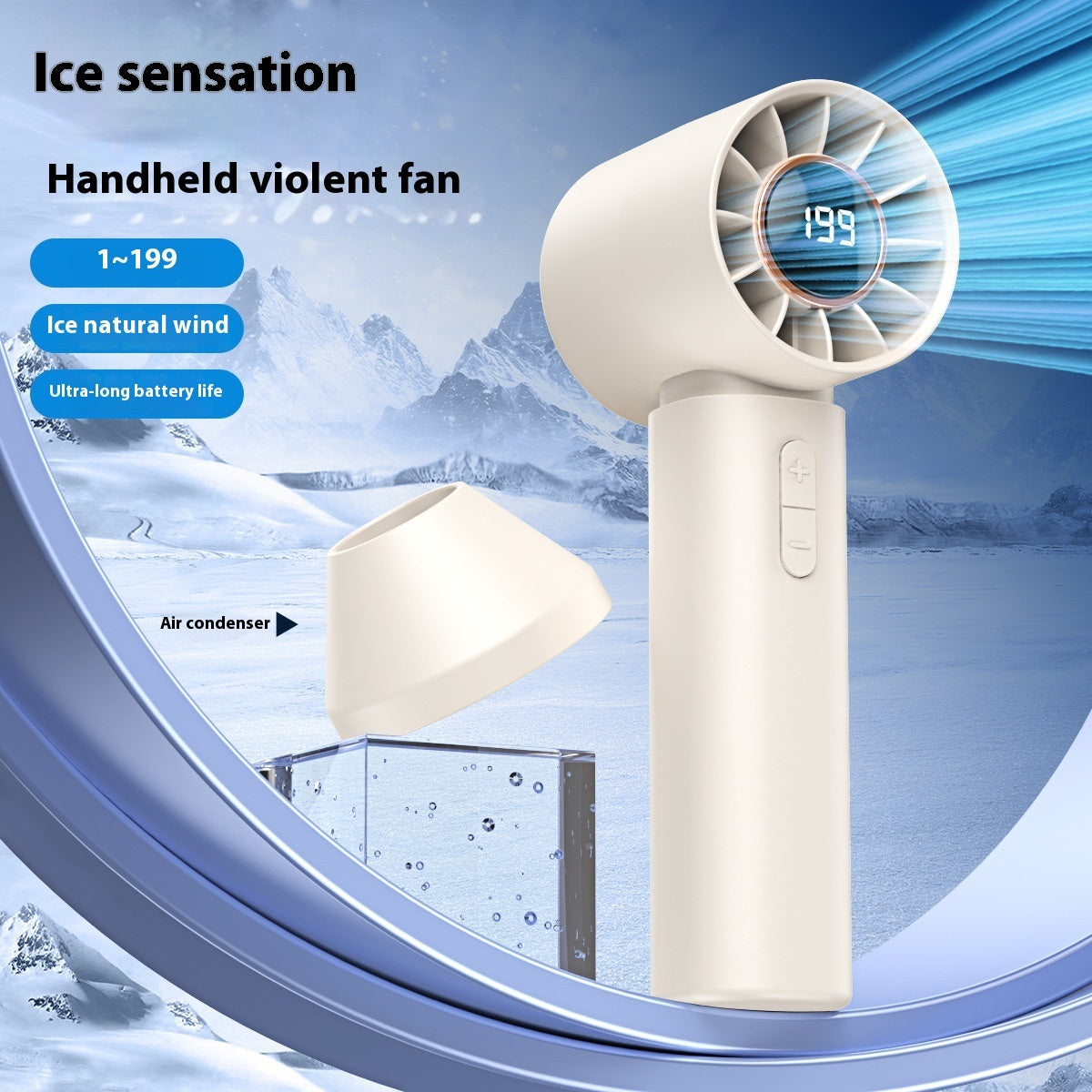 High-speed Handheld Mini-portable Digital Display Bladeless Turbine Little Fan