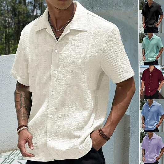 Men's Solid Color Short Sleeve Shirt