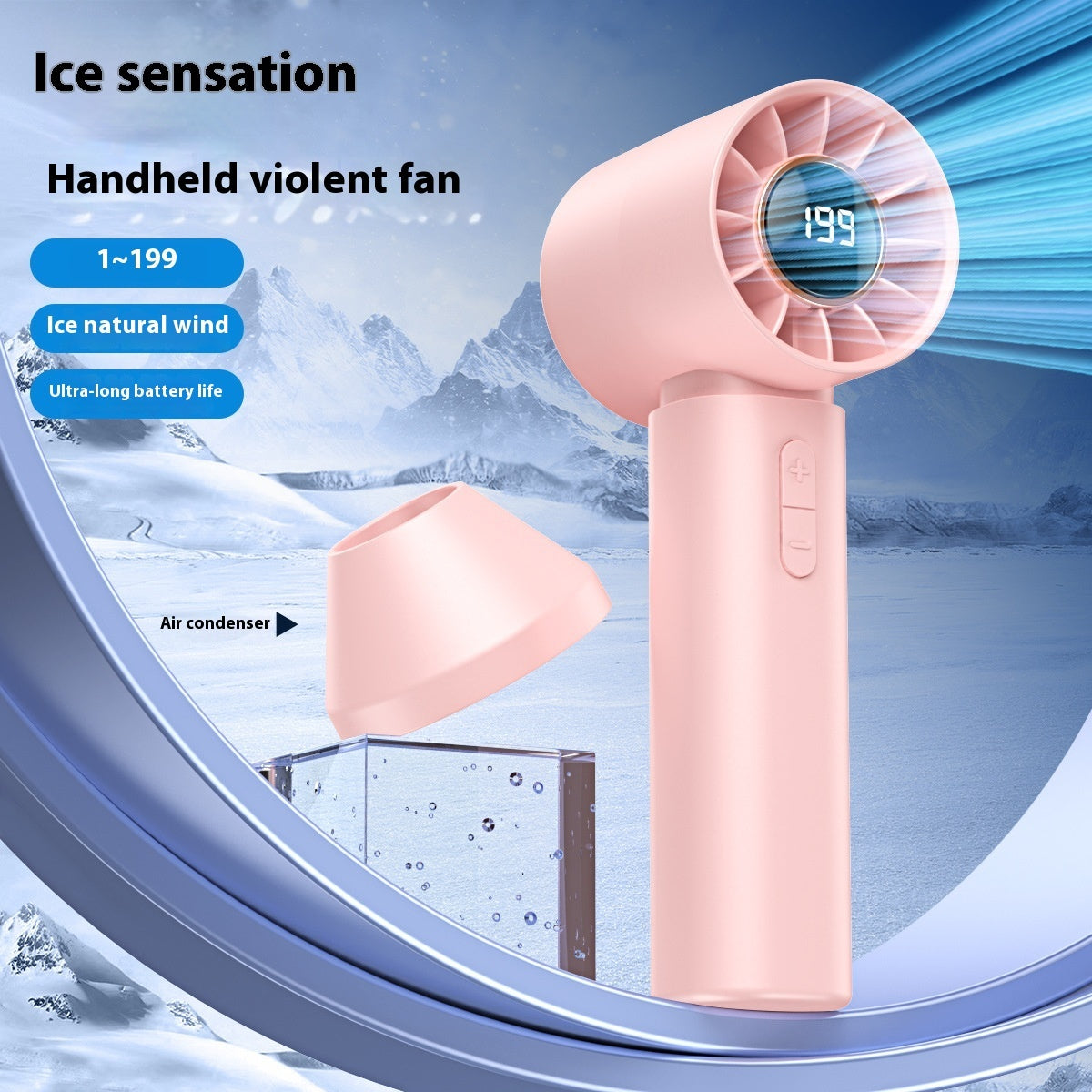 High-speed Handheld Mini-portable Digital Display Bladeless Turbine Little Fan